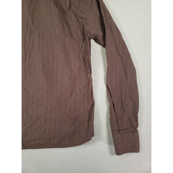 Fossil Shirt Mens Small Cotton Blend Button Up Lightweight Collared Brown - Picture 11 of 12